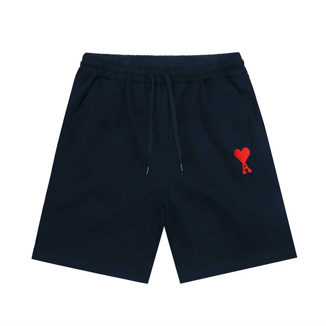 AMI 2026New Arrival Imported machine-embroidered love letter logo, essential for daily commuting for men and women Casual shorts ·Customized milk silk cotton fabric ·Imported machine embroidery technology ·Waist label, hangtag, three wash marks complete Color: Dark Blue Sizes: XS S M L